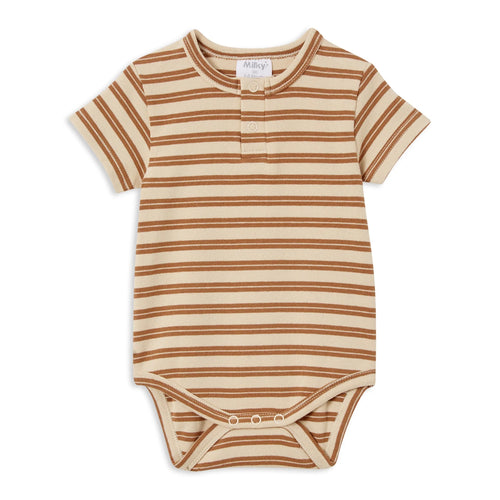 MILKY NATURAL STRIPE BUBBYSUIT