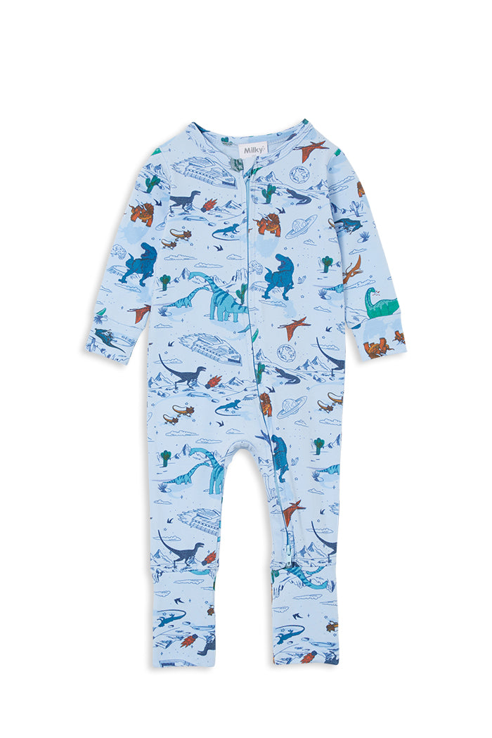 SPACE DINO ZIP ROMPER