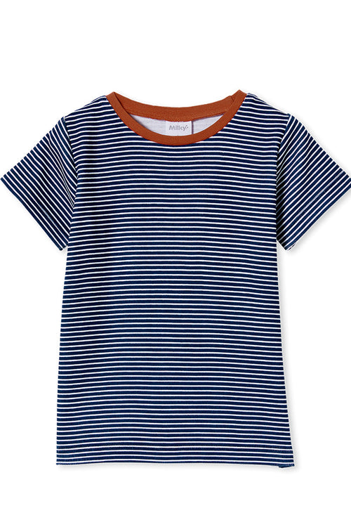 MILKY NAVY MINI STRIPE TEE