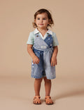 GOLDIE & ACE MACY CROSSOVER DENIM SHORTALLS