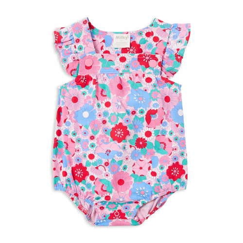 MILKY SUMMER BLOOMS PLAYSUIT