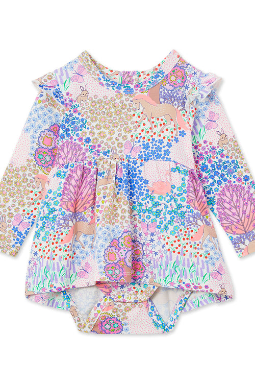 MILKY PATCHWORK FRILL BABY DRESS