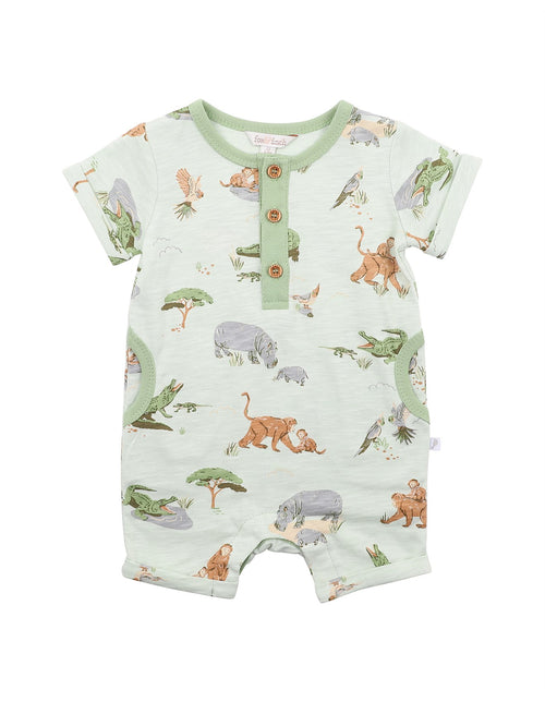 FOX & FINCH CROCODILE SS ZIP ROMPER