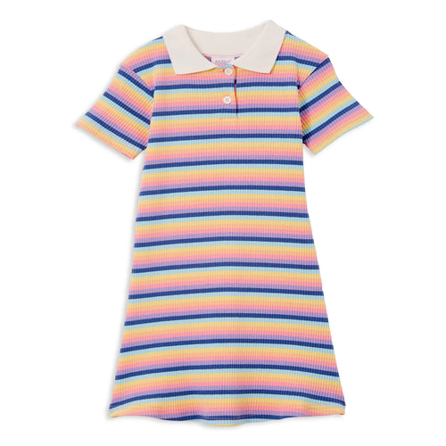 MILKY MULTI STRIPE RIB DRESS