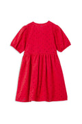 MILKY RED BRODERIE DRESS