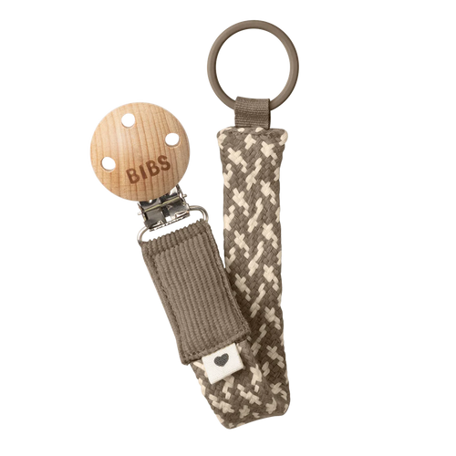 BIBS PACIFIER CLIP - DARK OAK/VANILLA