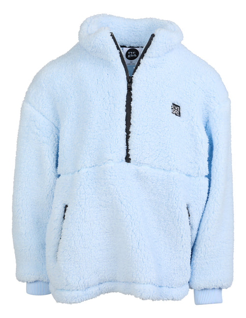 EVE GIRL COZY QUARTER ZIP TEDDY BLUE