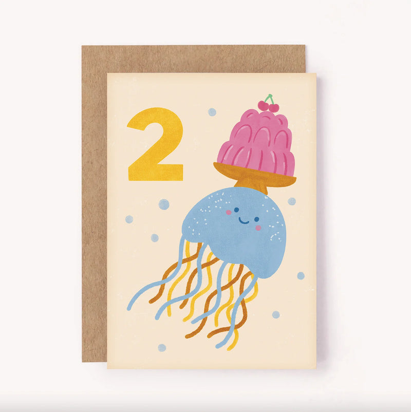 LAUREN SISSONS STUDIO AGE 2 JELLYFISH BIRTHDAY CARD