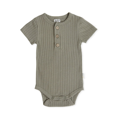 INDIGO & LELLOW JAMIE BODYSUIT RIB OLIVE GREEN