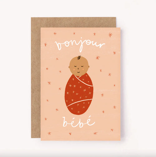 LAUREN SISSONS STUDIO BONJOUR BEBE PINK CARD - NEW BABY & SHOWER