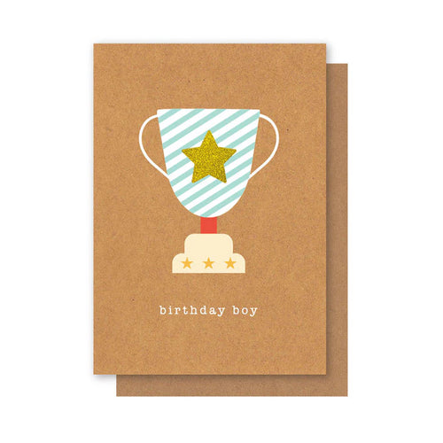 BIRTHDAY BOY TROPHY GLITTER STAR