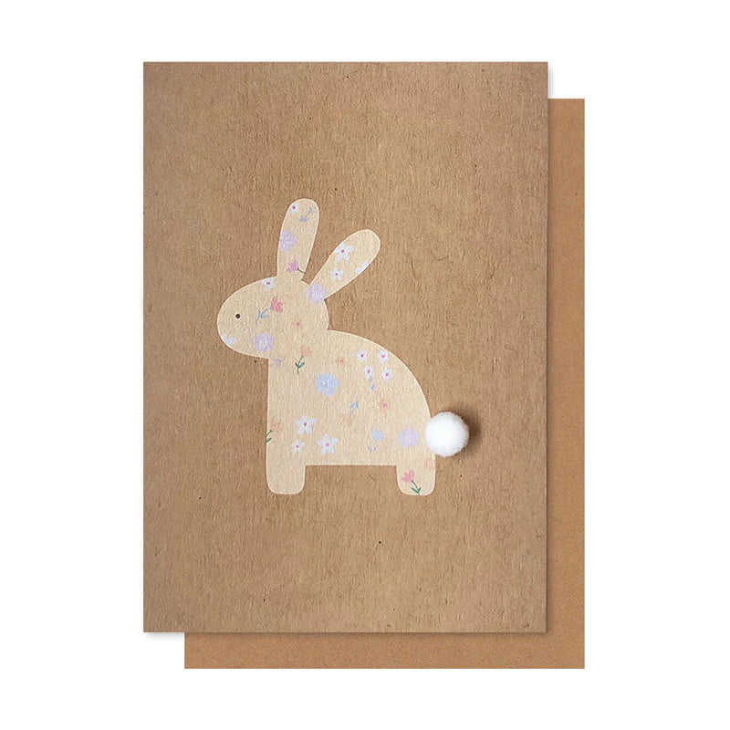 SIDE BUNNY POM POM CARD