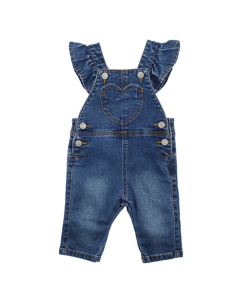 FOX & FINCH GIRLS DENIM HEART OVERALLS