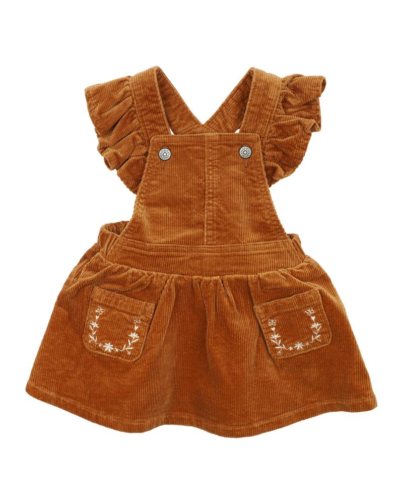 FOX & FINCH STARLETTE CORD PINAFORE CARAMEL