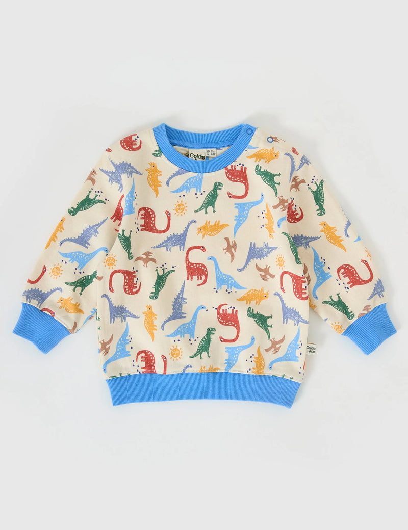 GOLDIE & ACE DINO-MITE RELAXED TERRY SWEATER