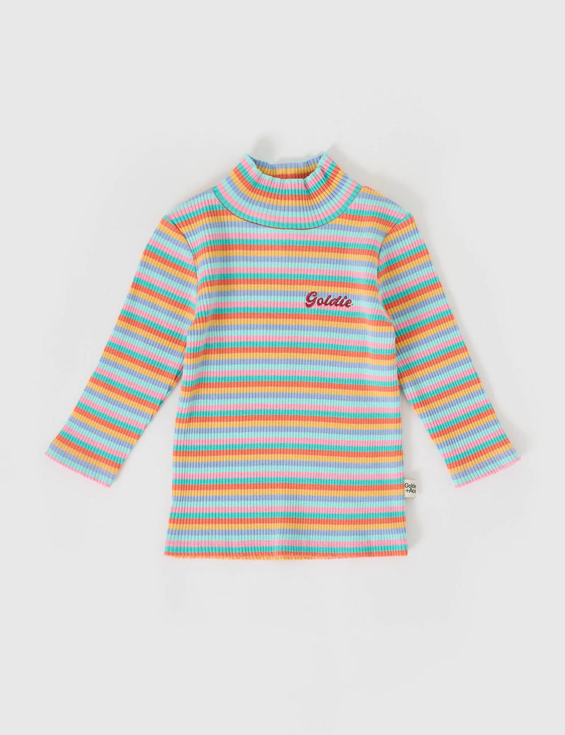 GOLDIE & ACE CANDY STRIPE EMBROIDERED RIB SKIVVY