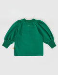 GOLDIE & ACE EDEN EMBROIDERED PUFF SLEEVE TOP BOTTLE GREEN