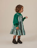 GOLDIE & ACE TULLY TIERED PINAFORE DRESS EVERGREEN STRIPE