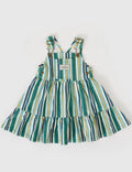 GOLDIE & ACE TULLY TIERED PINAFORE DRESS EVERGREEN STRIPE