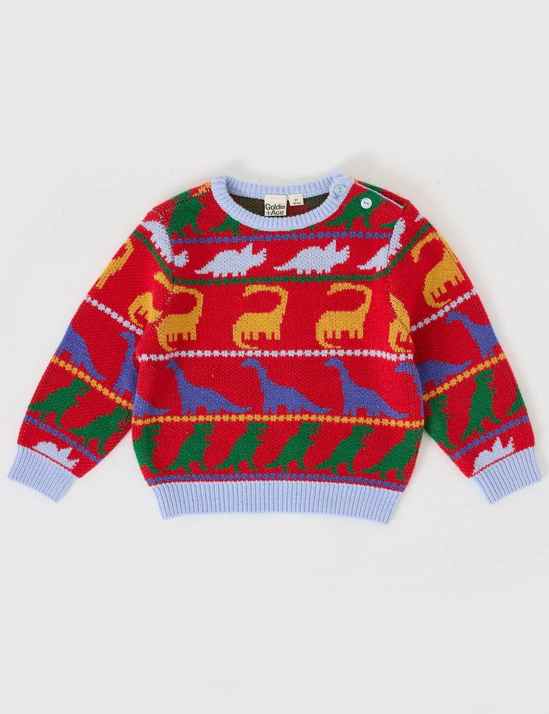 GOLDIE & ACE DINO KNIT JUMPER