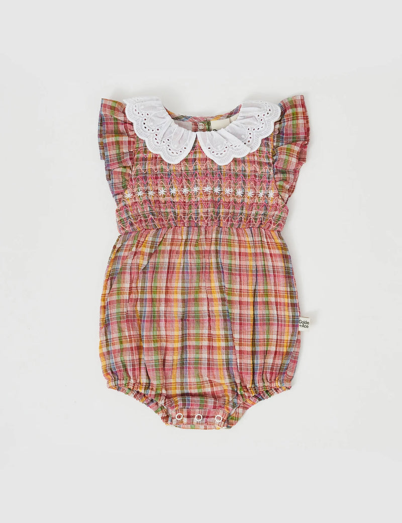 GOLDIE & ACE LANI SMOCKED ROMPER - SWEETIE CHECK