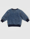 GOLDIE & ACE GOLDIE CREW EMBROIDERED DENIM LOOK SWEATER