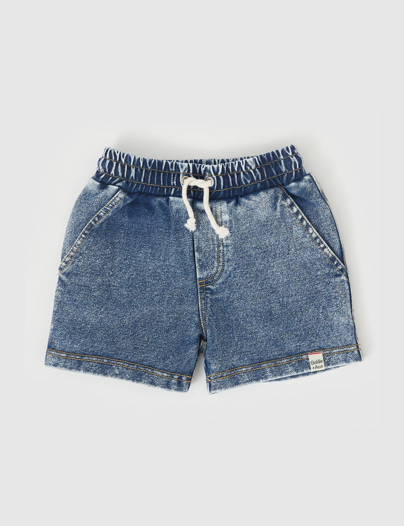 GOLDIE & ACE NOAH FRENCH TERRY DENIM LOOK SHORTS