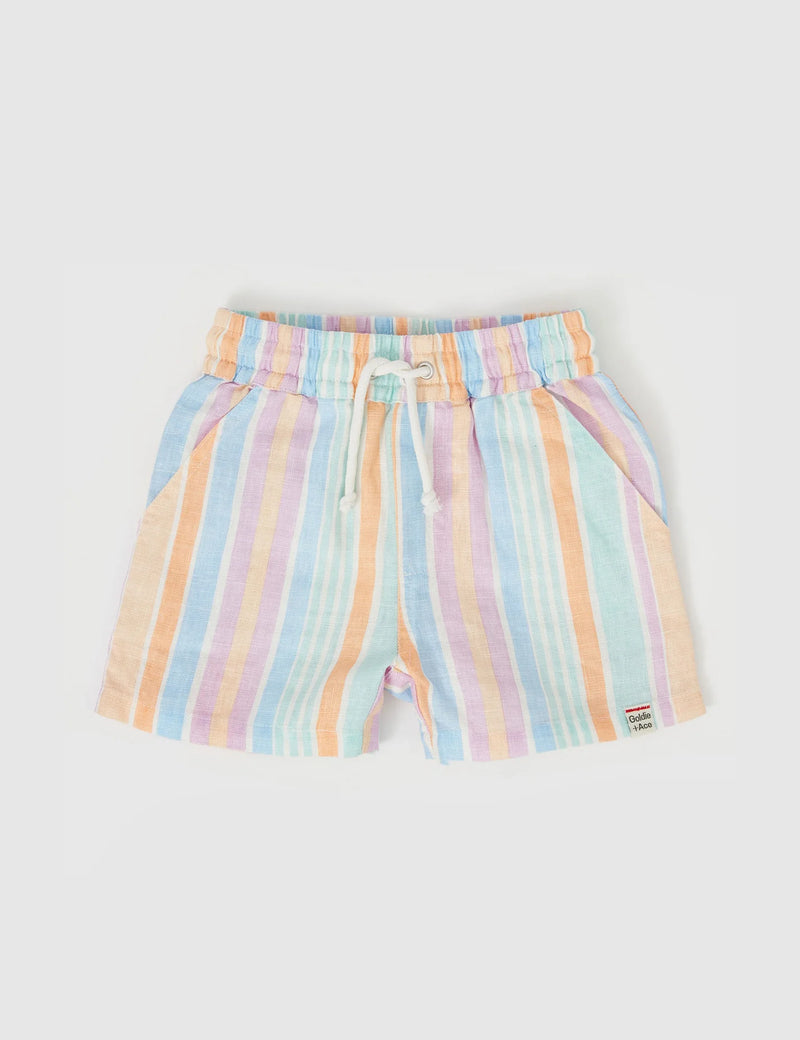 GOLDIE & ACE NOAH LINEN SHORTS PASTEL STRIPE