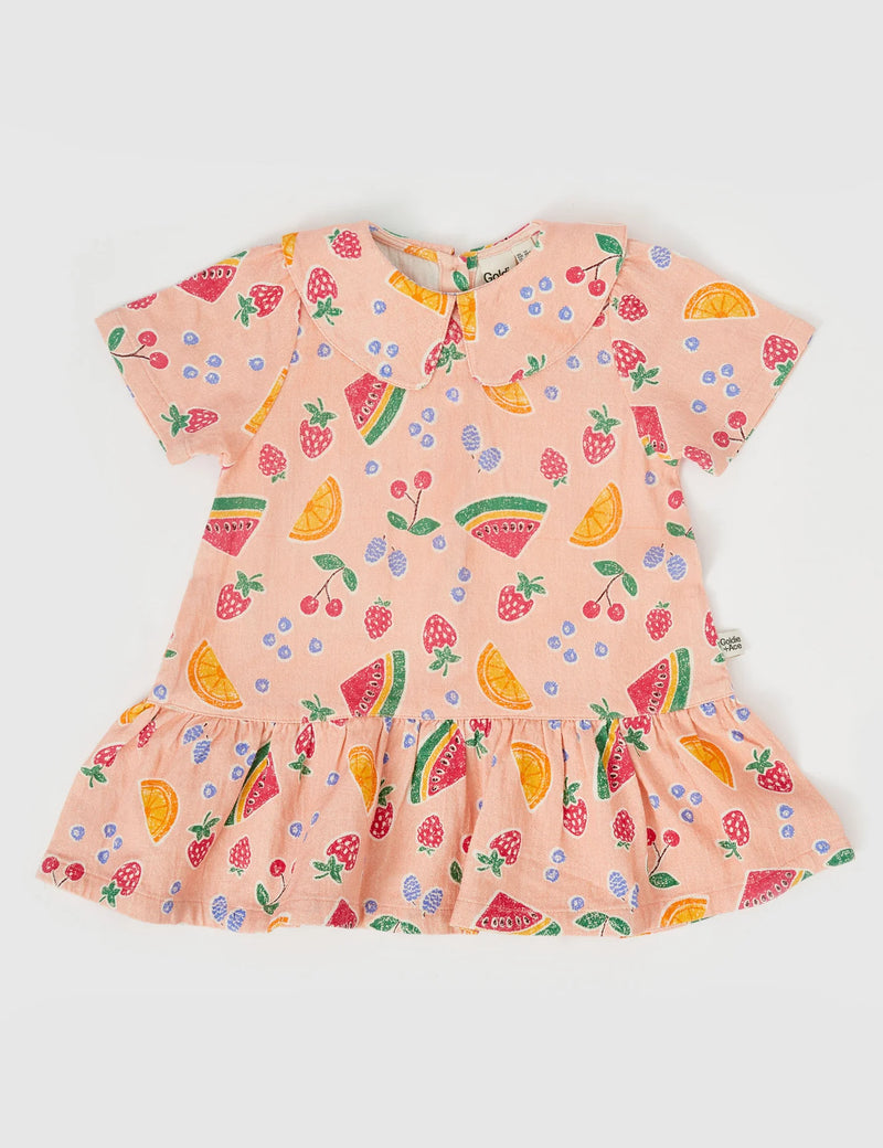 GOLDIE & ACE MILA DROP WAIST LINEN DRESS FRUIT SALAD