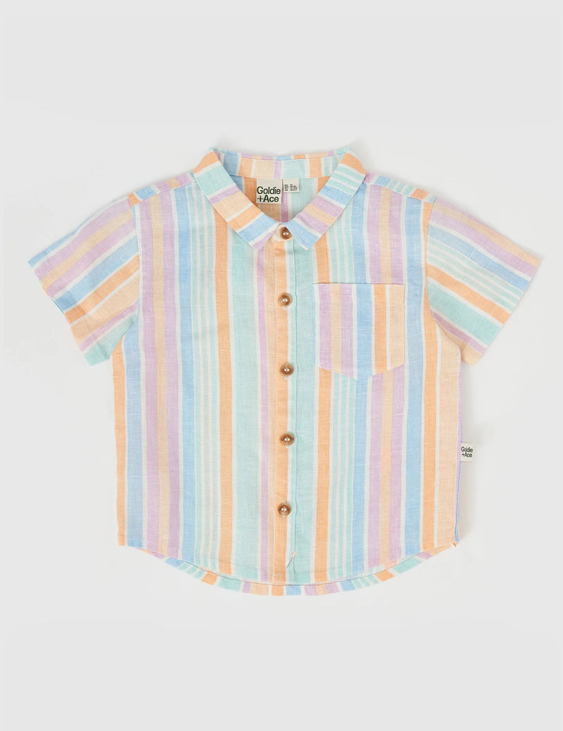 GOLDIE & ACE HOLIDAY LINEN SHIRT PASTEL STRIPE