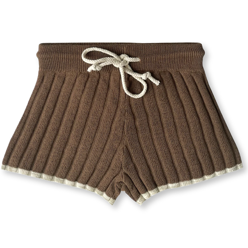 GROWN KNIT RIB SHORTS - CHOCOLATE