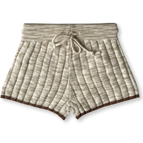 GROWN KNIT RIBBED SHORTS - LATTE