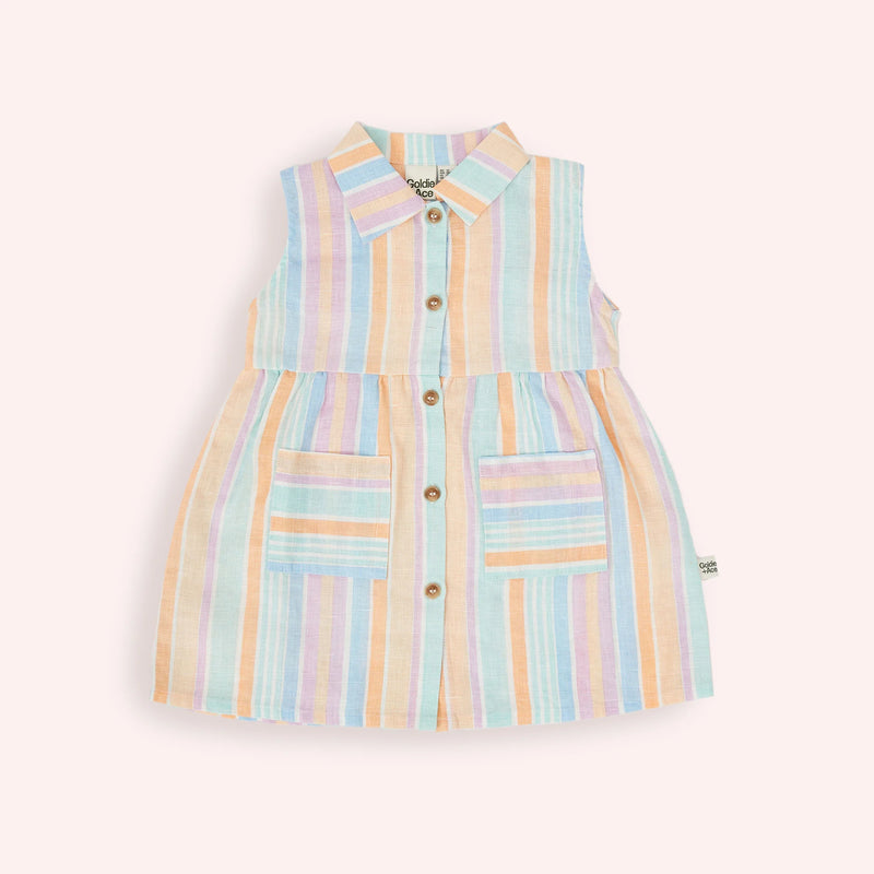 GOLDIE & ACE RUDY LINEN DRESS - PASTEL STRIPE