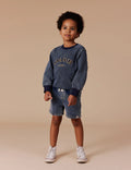 GOLDIE & ACE NOAH FRENCH TERRY DENIM LOOK SHORTS