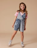 GOLDIE & ACE MACY CROSSOVER DENIM SHORTALLS