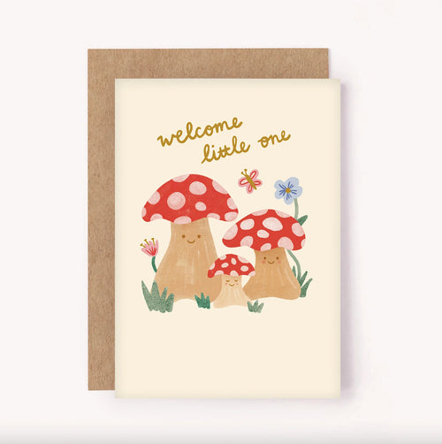 LAUREN SISSONS STUDIO WELCOME LITTLE ONE MUSHROOMS- NEW BABY CARD