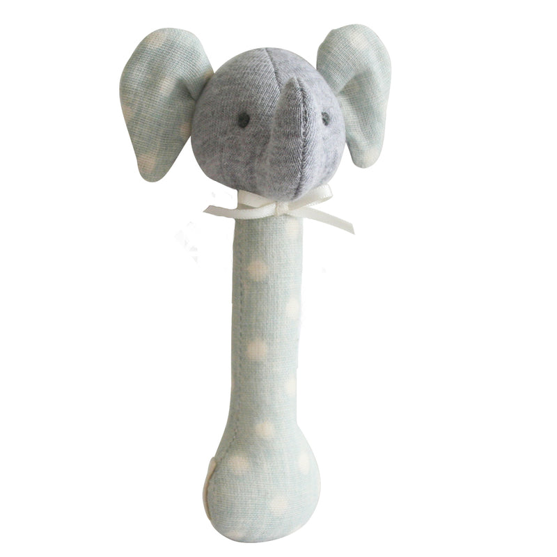 ALIMROSE ELEPHANT STICK RATTLE DUCK EGG BLUE