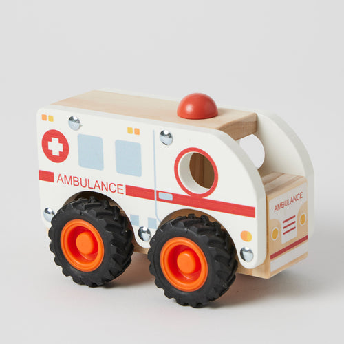 WOODEN TOY AMBULANCE