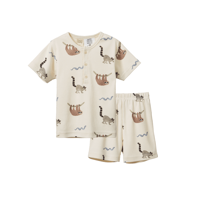 NATURE BABY 2PC SHORT SLEEVE COTTON PYJAMAS SLOTH SNUGGLE