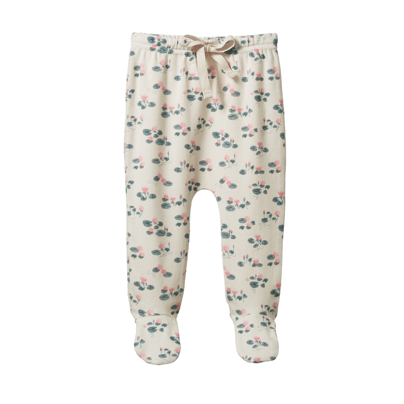 NATURE BABY FOOTED ROMPERS WATERLILIES PRINT