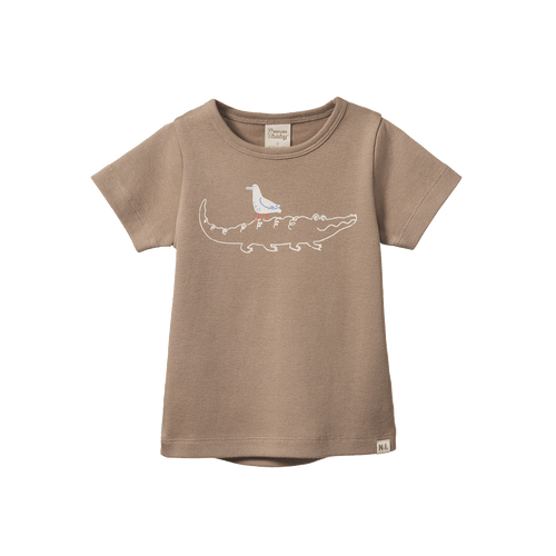 NATURE BABY RIVER TEE CURIOUS CROCODILE PRINT