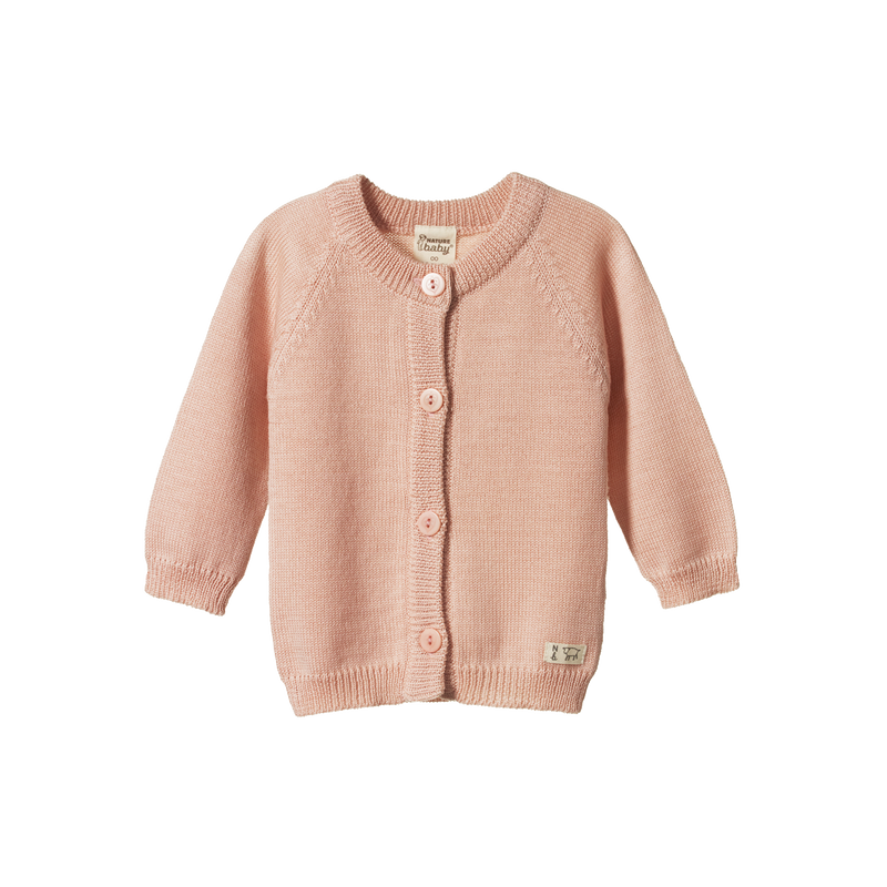 NATURE BABY MERINO KNIT CARDIGAN ROSE DUST