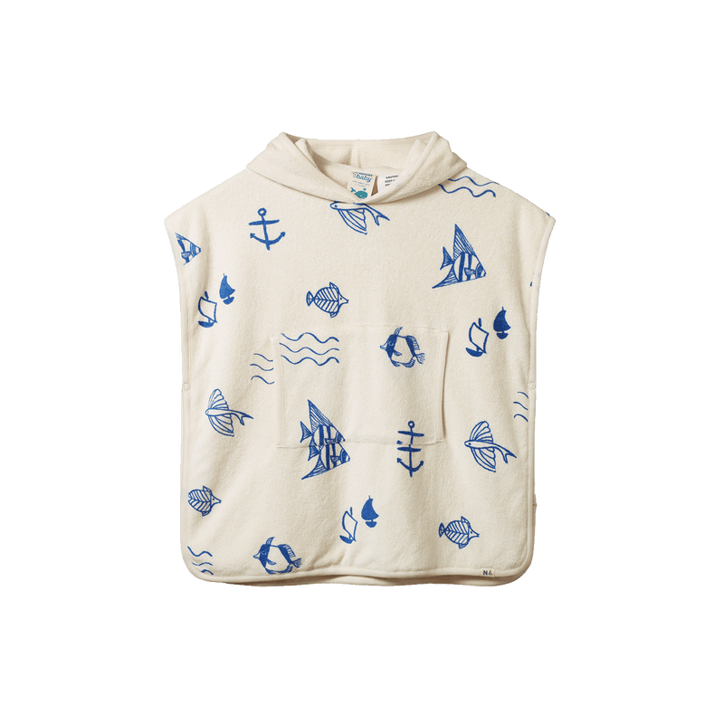 NATURE BABY ORG COTTON PONCHO TOWEL ATLANTIC PRINT