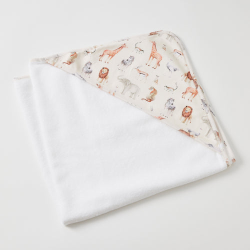 ZAMBESI PRINT JERSEY HOODED TOWEL