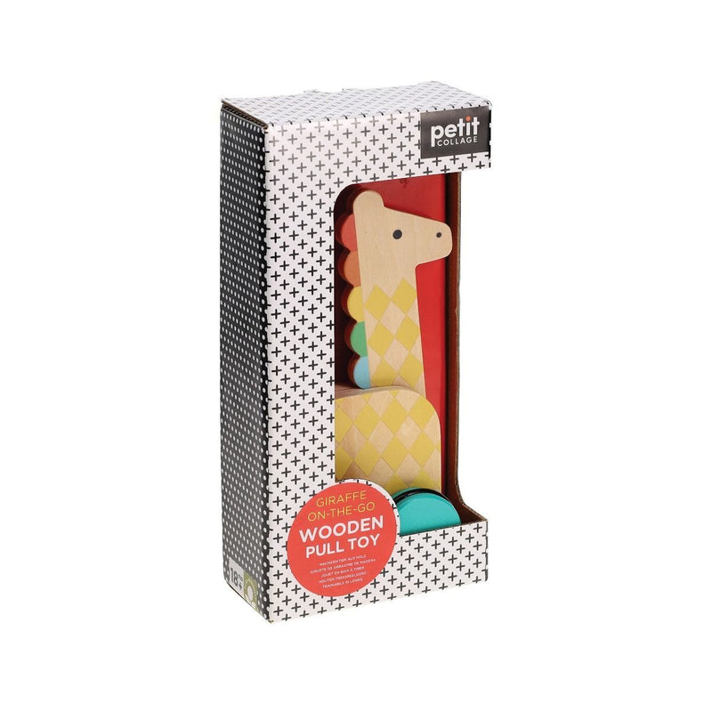 WOODEN PULL TOY-GIRAFFE ON THE GO