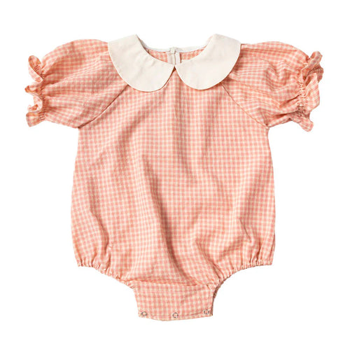 PONCHIK PUFF RUFFLE SLEEVE ROMPER WITH PETER PAN COLLAR DUSTY PINK