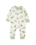 FOX & FINCH THE WATERHOLE PRINT LS ZIP ROMPER