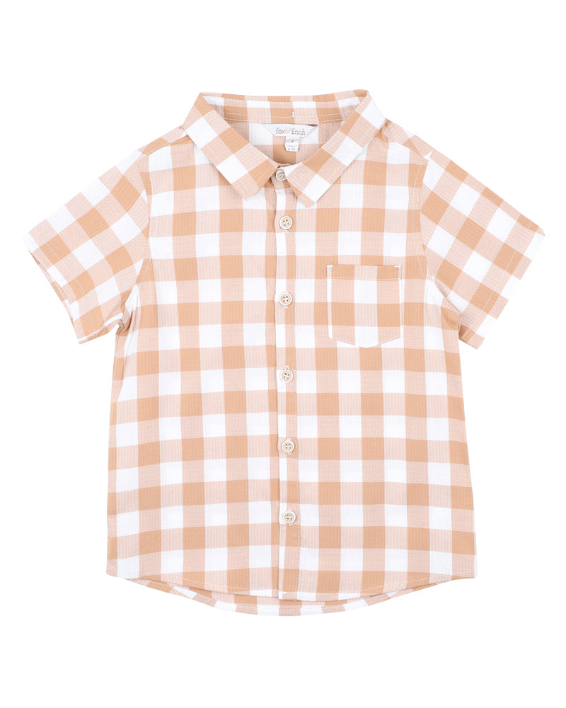 FOX & FINCH LION CARAMEL CHECK SHIRT 3-7 YEARS