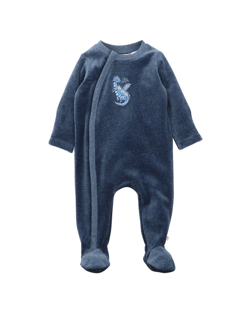 FOX & FINCH DRAGON VELOUR LS ZIP ONESIE