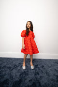 ROCK YOUR BABY RED HEART PUFF SLEEVE DRESS